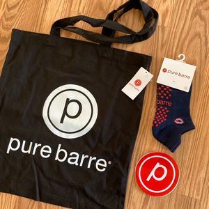 Pure Barre Freedom Sticky Sock, Sticker, Tote Bundle